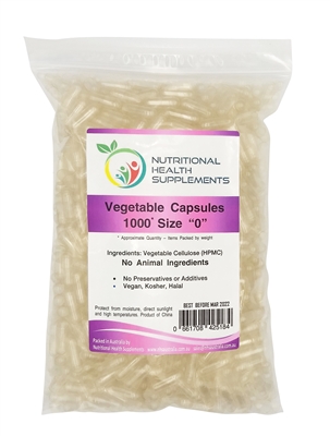1000 Empty Pullulan Vegetarian Vegan Capsules - Size 0