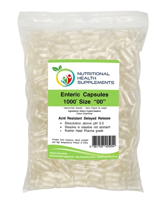1000 x Enteric Coated Gel Caps Size 00 - Clear