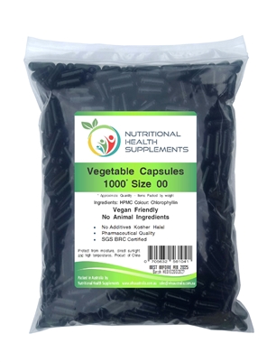 1000 HPMC Empty Vegetable Capsules - Size 00 - Chlorophyll Green