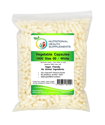 1000 HPMC Empty Vegetable Capsules - Size 00 - White