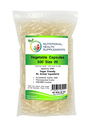 500 Empty HPMC Vegetable Vegetarian Vegan Capsules - Size 00