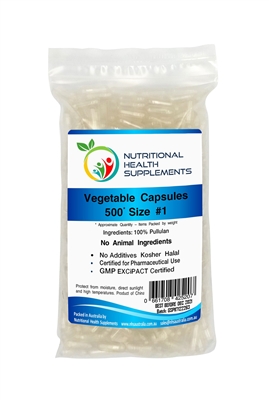 500 Empty Vegetable Vegetarian Vegan Capsules - Size #1