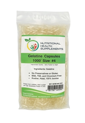 1000 Gelatin Capsules - Size #4