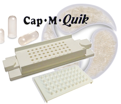 Cap-M-Quik Capsule Machine Filler Size #4 + 500 Empty Vegetarian Vegan Capsules - With Tamper